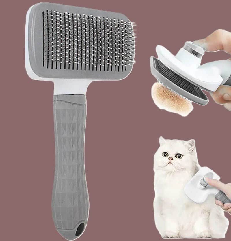 Brosse pour chat grise dégagement poils morts