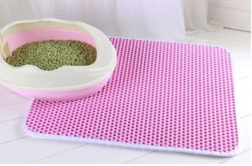 Tapis litière chat rose