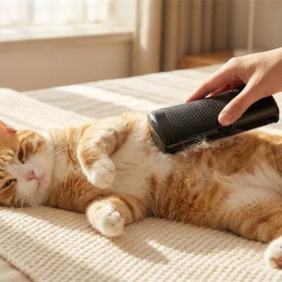 Brosse poil chat noir chat relaxé