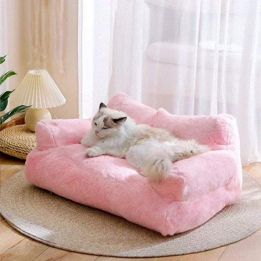 Canapé pour chat rose tapis
