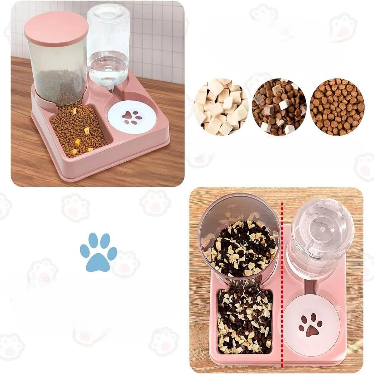 Distributeur automatique de croquettes pour chat rose compatibles différentes croquettes