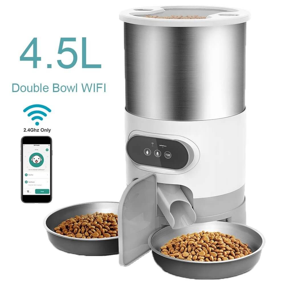 Distributeur automatique croquettes chat 4.5L WIFI 2 bols