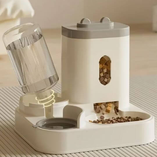 Distributeur croquette chat gris fontaine à syphon à installer