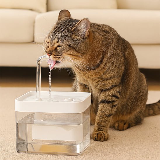 Fontaine à Eau pour Chat blanche chat s'hydrate