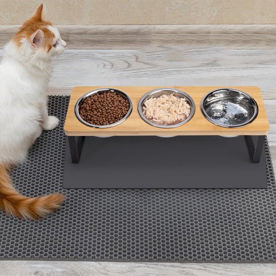 Gamelle pour chat surélevée - Gourmet Trio™ - Transportdodochat
