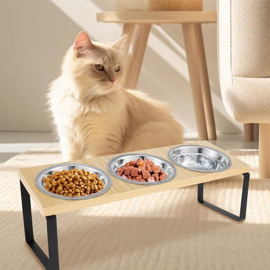 Gamelle pour chat surélevée - Gourmet Trio™ - Transportdodochat