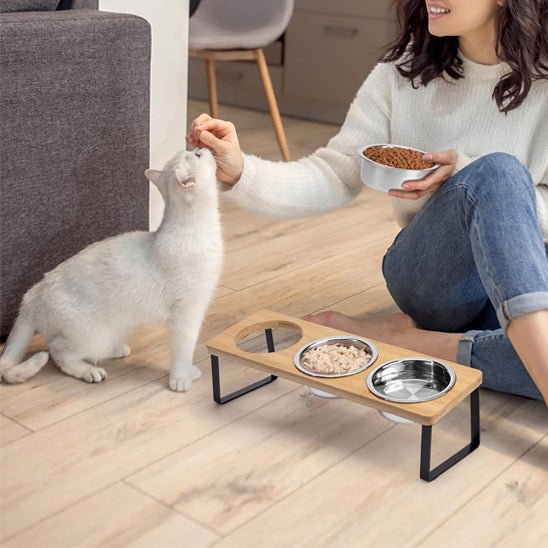 Gamelle pour chat surélevée - Gourmet Trio™ - Transportdodochat