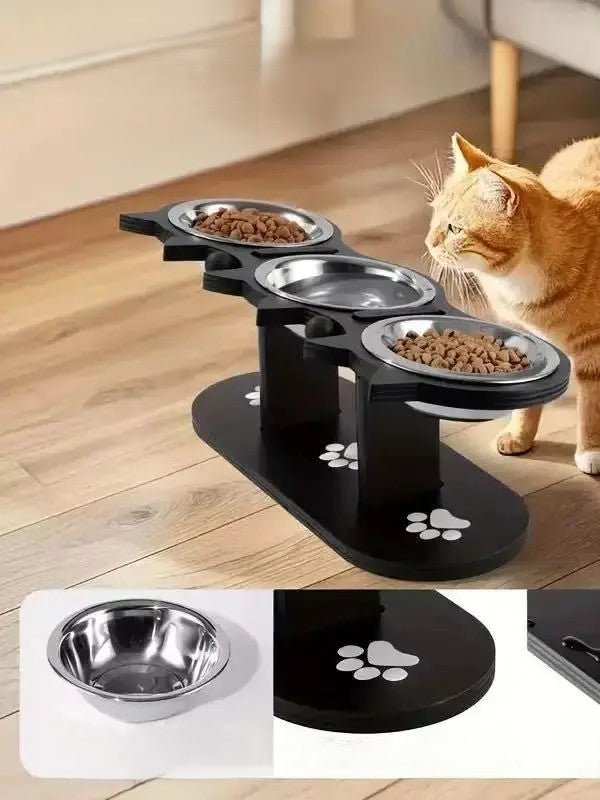 Gamelle chat surélevée - Minou Buffet™ - Acier Inox - Transportdodochat
