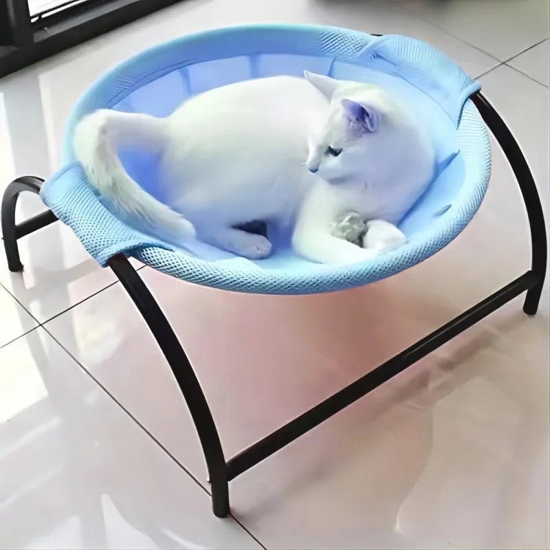 hamac pour chat sur pied bleu ciel