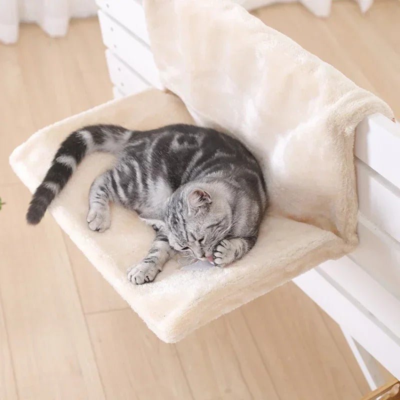 hamac pour chat radiateur beige chat détendu