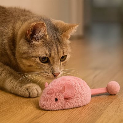 jouet chat interactif rose chat intrigué