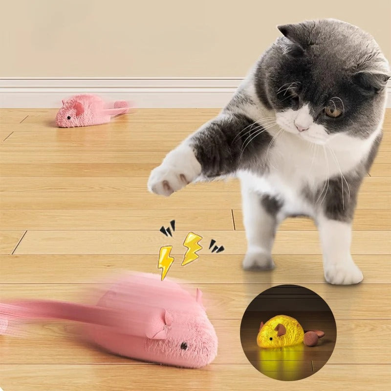 jouet chat interactif rose émet des sons au toucher