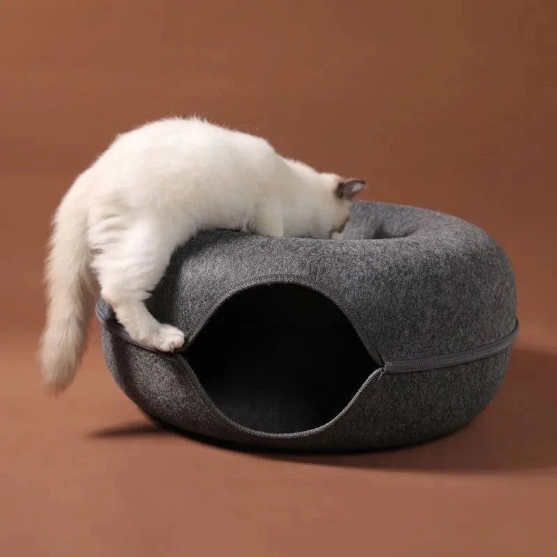 lit pour chat gris foncé chat monte