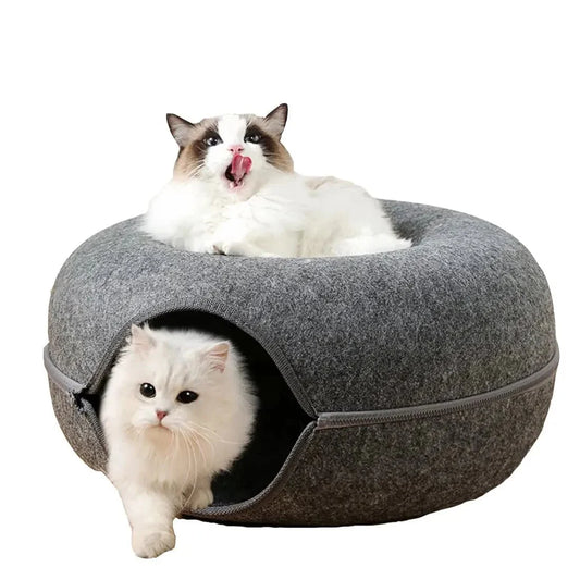 lit pour chat gris foncé chaton tunnel chat nid