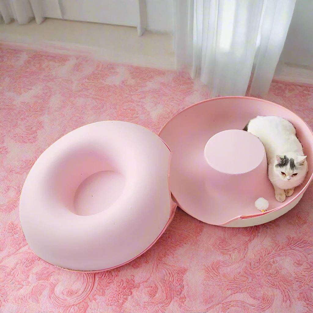 lit pour chat rose chat repose tunnel