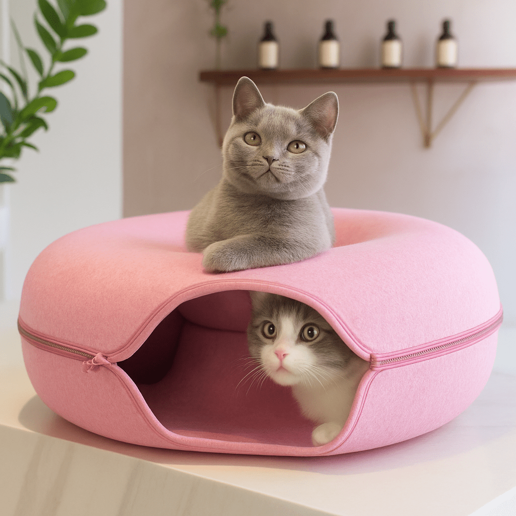 lit pour chat rose chat tunnel chat repose nid
