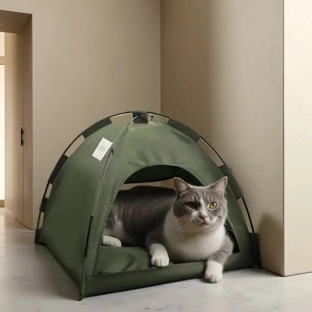 Niche à chat - CatTentBed™ - Vert Militaire - Transportdodochat