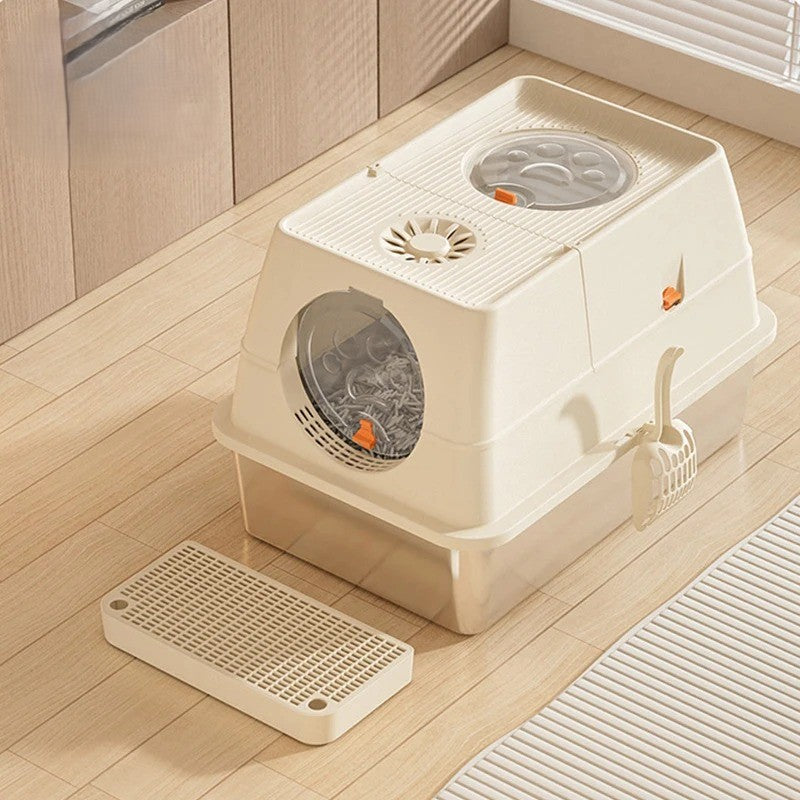 Bac a litière pour chat kaki en décor