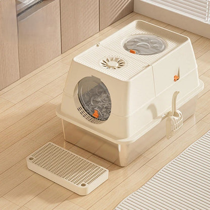 Bac a litière pour chat kaki en décor