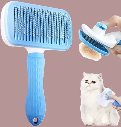 Brosse pour chat bleu dégagement poils morts