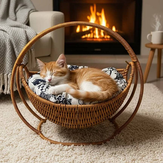 Cododo Hamac pour chat en rotin | CocoFelin™ - Transportdodochat