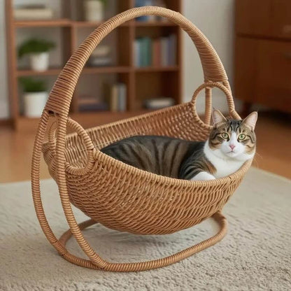 Cododo Hamac pour chat en rotin chat emerveillé