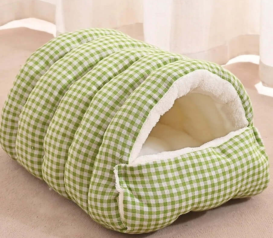 Lit pour chats carreaux vert douillet