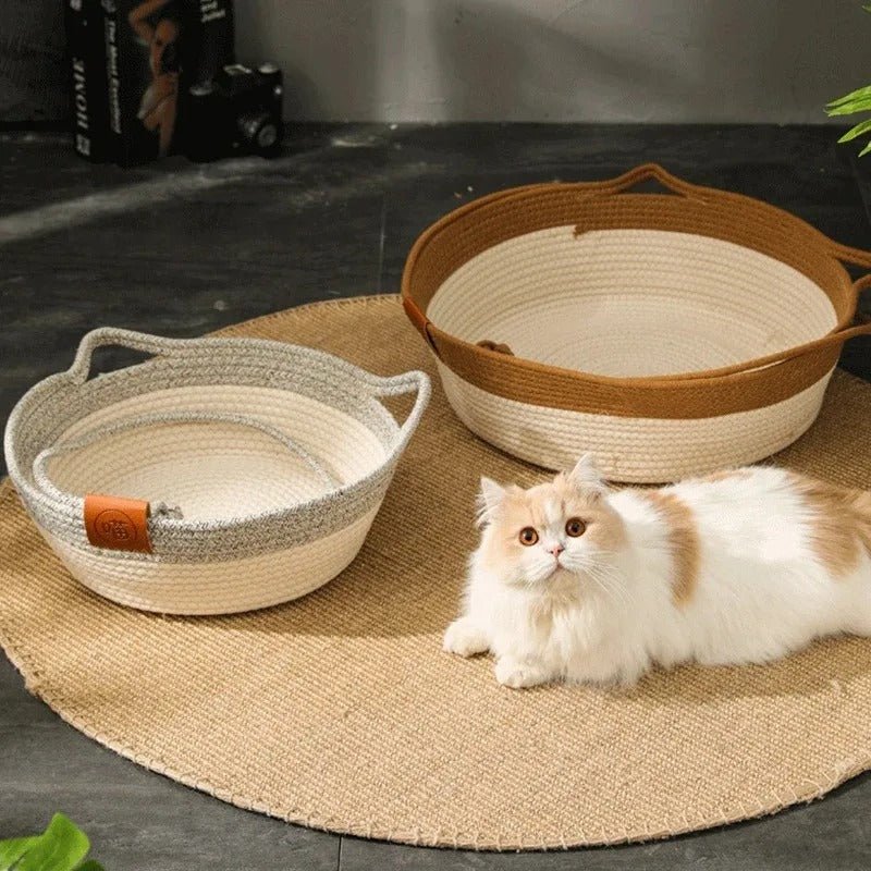 Panier Chat rotin | Le Nid Tressé™ - Gris - Transportdodochat