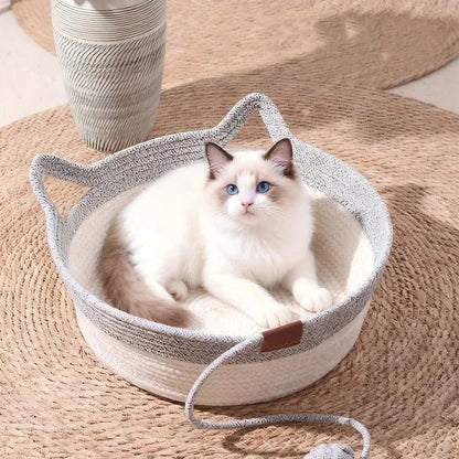 Panier Chat rotin | Le Nid Tressé™ - Gris - Transportdodochat