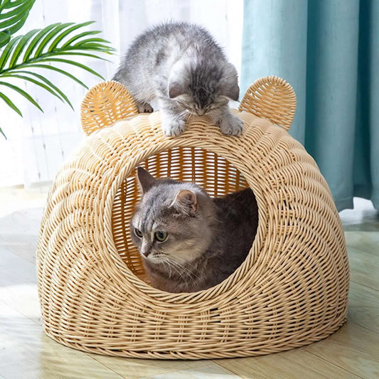 Panier chat osier | Le Cocon P'tites Oreilles™ - Transportdodochat