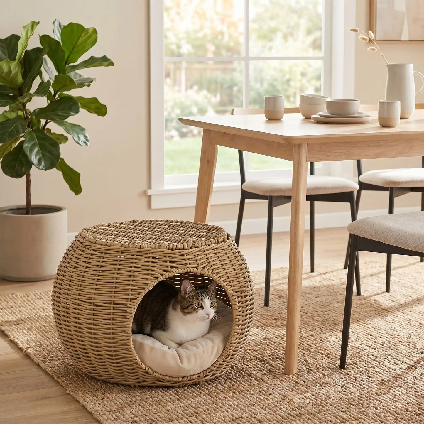 Panier osier pour chat | 2 niveaux douillet - Transportdodochat
