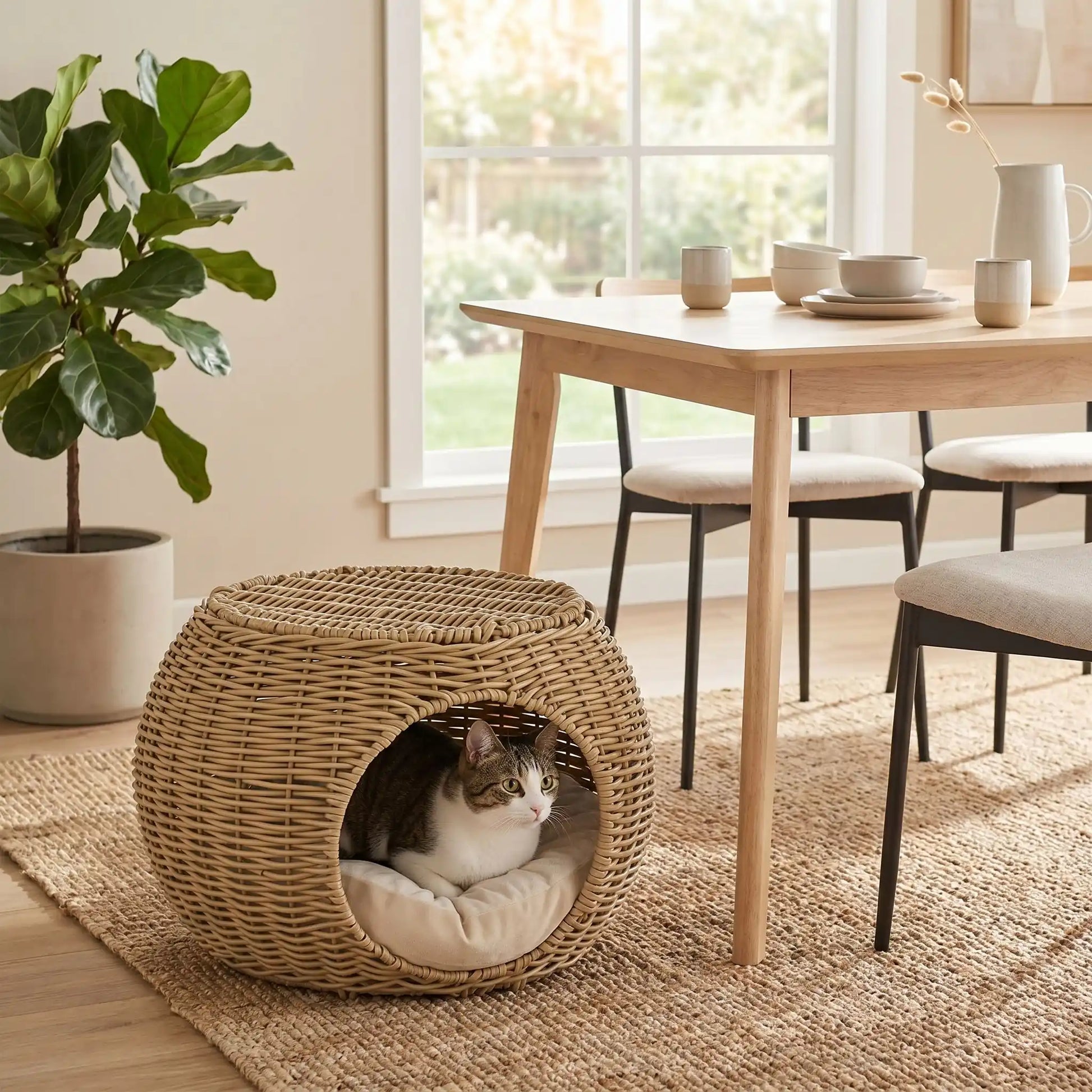 Panier osier pour chat | 2 niveaux douillet - Transportdodochat