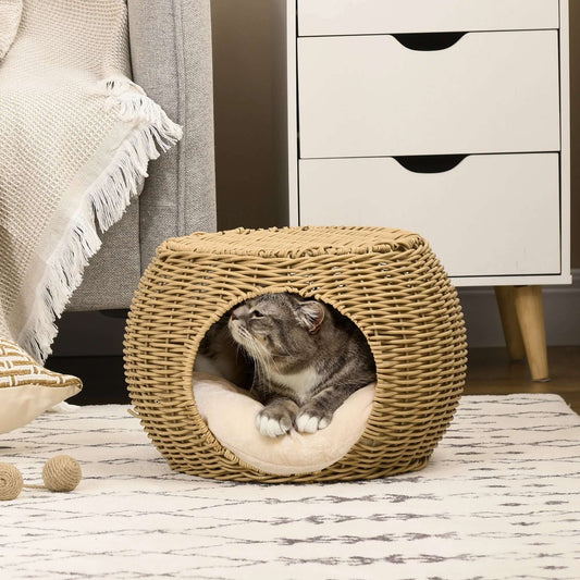 Panier osier pour chat | 2 niveaux douillet - Transportdodochat