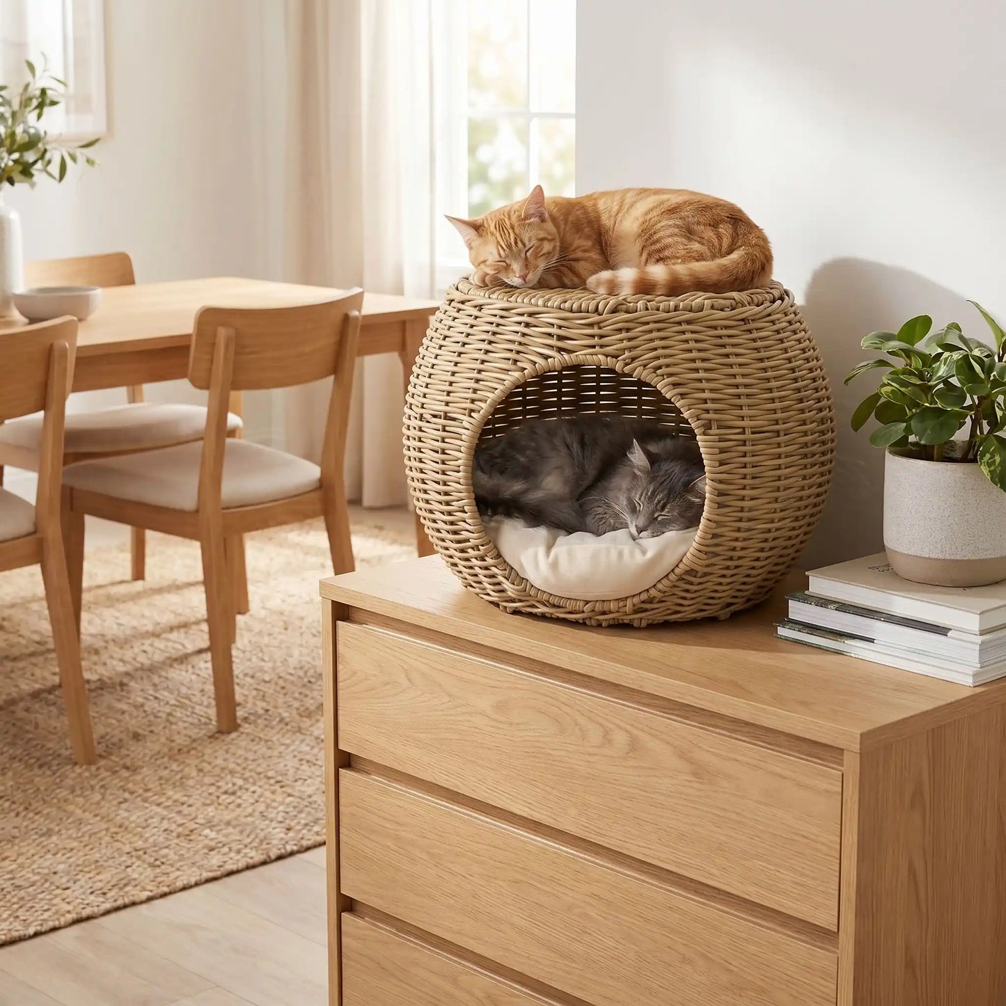 Panier osier pour chat | 2 niveaux douillet - Transportdodochat