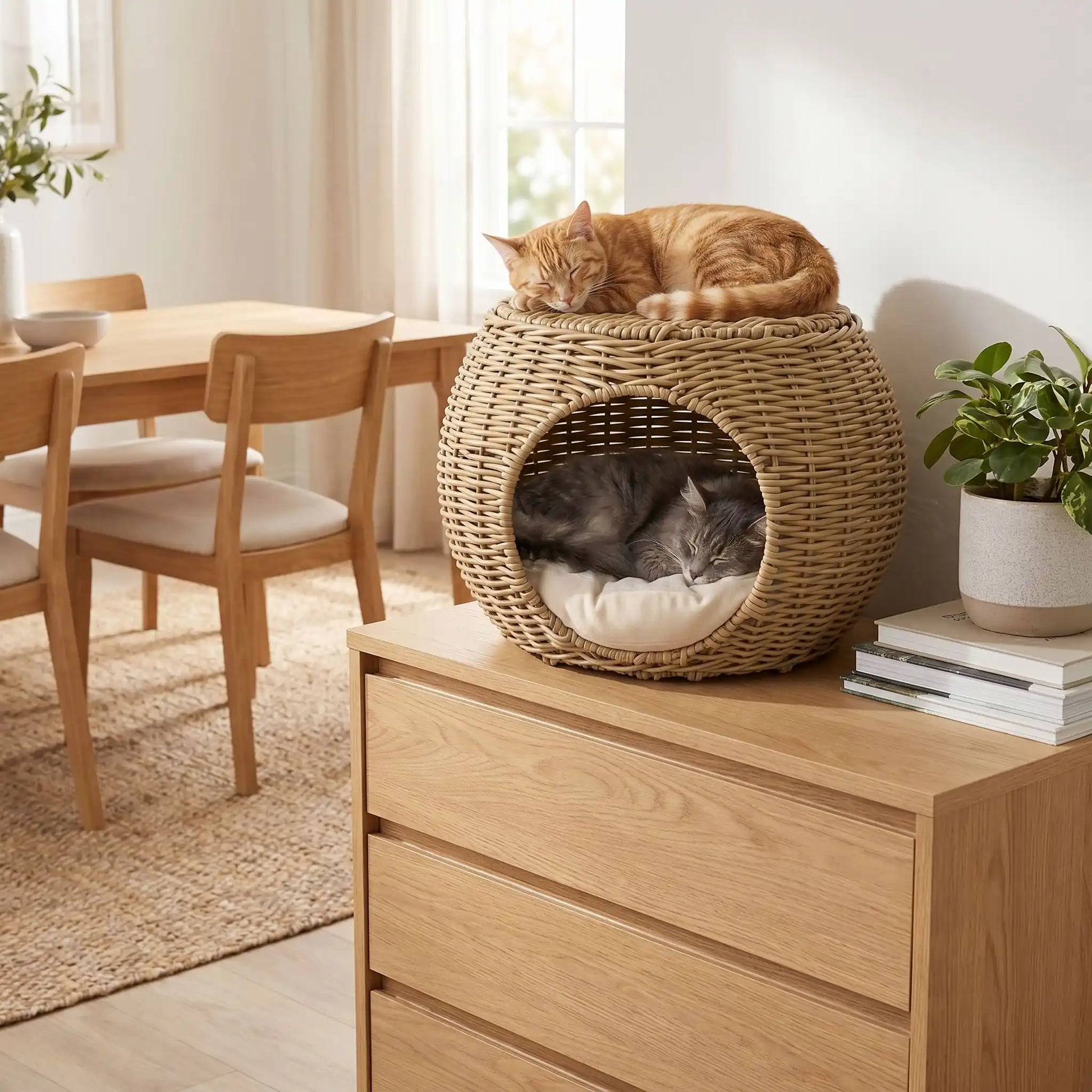 Panier osier pour chat | 2 niveaux douillet - Transportdodochat