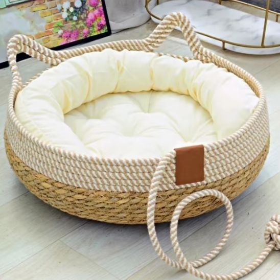 Panier pour chat coussin blanc