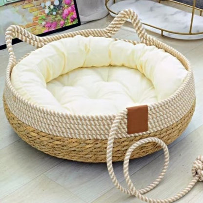 Panier pour chat coussin blanc