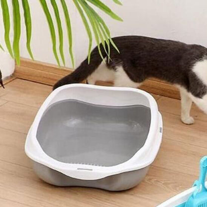 Bac à litière chat gris blanc vide