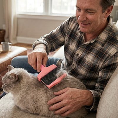 Brosse a Chat | Vélours Félin™ - Rose - Transportdodochat