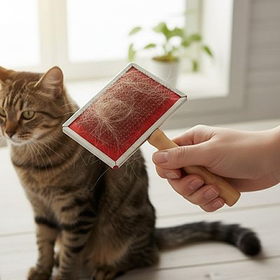 Brosse chat poil long | DoucePelage™ - Rouge - Transportdodochat