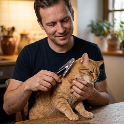 Brosse chats poils longs chat docile​ 