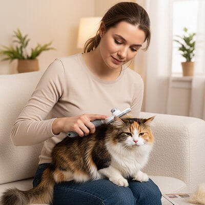 Brosse pour chat grise chat détendu