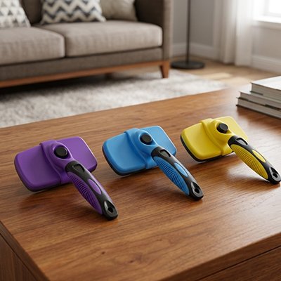 Brosse pour chats poils longs mauve bleu jaune​ 