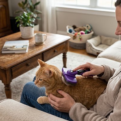 Brosse pour chats poils longs | Chasseur de Poils™ - Transportdodochat