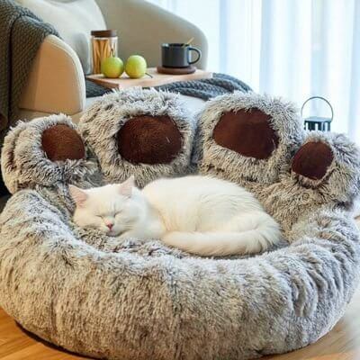 Canapé pour chat gris chat fait dodo