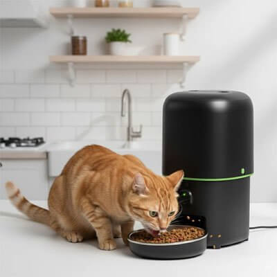 Distributeur automatique croquettes  Chat connecté chat mange