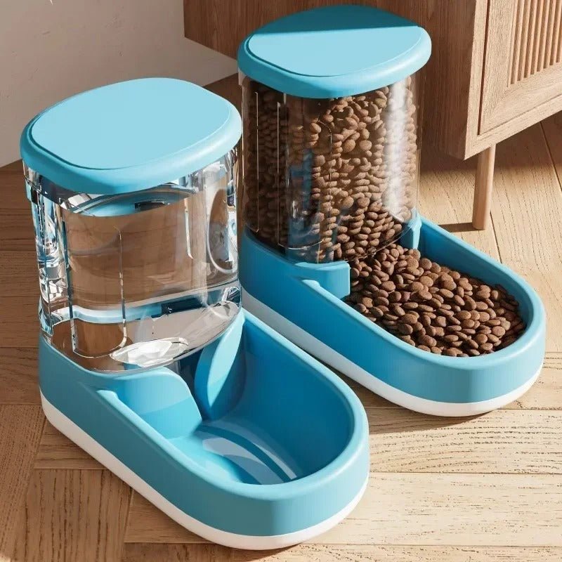 Distributeur de croquettes chat et fontaine chat bleu