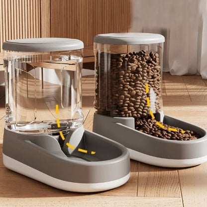 Distributeur de croquettes chat par gravité fontaine chat par syphon gris