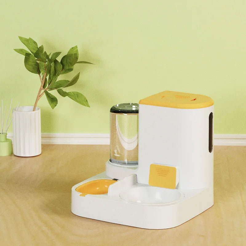 Distributeur mixte croquettes fontaine pour chat orange