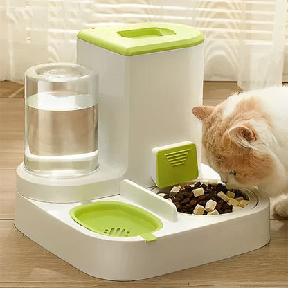 Distributeur mixte croquettes fontaine pour chat vert chat se nourrit